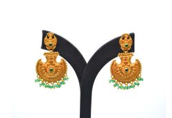  18K Solid Yellow Gold Earring With Emerald Stone Studded, (Fancy Shape), SGTAN-1212, Sold By 1 Pcs.