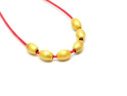 18K Solid Yellow Gold Oval Shape Matt Finished, 5X4mm Bead, SGTAN-0008, Sold By 2 Pcs.
