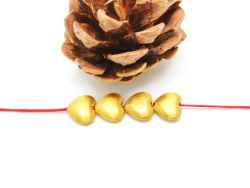 18K Solid Yellow Gold Heart Shape 10X10mm Bead, SGTAN-0009, Sold By 1 Pcs.