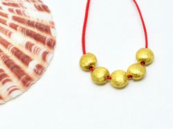 18K Solid Yellow Gold Puff Coin Shape Matt Brushed Finished, 6X3,50mm Bead, SGTAN-0012, Sold By 1 Pcs.