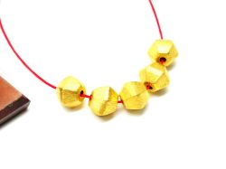 18K Solid Yellow Gold Fancy  Shape Matt Brushed Finished, 9X10mm Bead, SGTAN-0016, Sold By 1 Pcs.