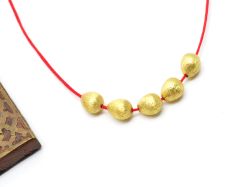 18K Solid Yellow Gold Pear Drop  Shape Matt Brushed Finished, 8X6mm Bead, SGTAN-0017, Sold By 1 Pcs.