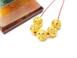 18K Solid Yellow Gold Ball Shape Fancy Textured Finished, 10X10mm Bead, SGTAN-0026, Sold By 1 Pcs.