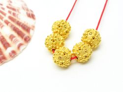 18K Solid Yellow Gold Fancy Ball Shape Fancy Textured Finished, 8mm Bead, SGTAN-0028, Sold By 1 Pcs.