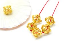 18K Solid Yellow Gold Drum Shape Plain Finished, 11X11mm Bead, SGTAN-0037, Sold By 1 Pcs.