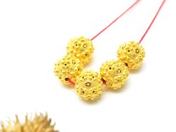 18K Solid Yellow Gold Ball Shape Textured Finished, 11X11mm Bead, SGTAN-0039, Sold By 1 Pcs.