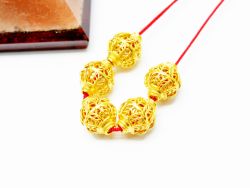 18K Solid Yellow Gold Drum Shape Textured Finished, 10X8mm Bead, SGTAN-0042, Sold By 1 Pcs.