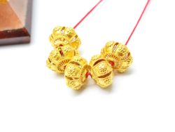 18K Solid Yellow Gold Roundel Shape Fancy Textured Finished,11X7,50mm Bead, SGTAN-0050, Sold By 1 Pcs.