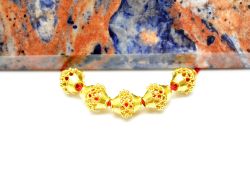 18K Solid Yellow Gold Drum Shape Textured Finished, 7X6mm Size  Bead, SGTAN-0053, Sold By 1 Pcs.