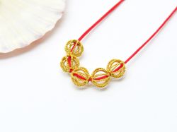 18K Solid Yellow Gold Fancy Round ball shape beads Fancy Finished, 6mm Bead, SGTAN-0054, Sold By 1 Pcs.