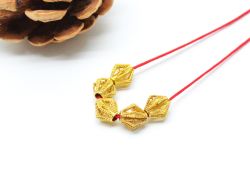 18K Solid Yellow Gold Round Ball Shape Plain Net Finished 7,0X7,0mm Bead, SGTAN-0063, Sold By 1 Pcs.