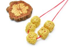 18K Solid Yellow Gold Cube Net Shape Plain Cube Net Finished 9,0X9,0mm Bead, SGTAN-0068, Sold By 1 Pcs.
