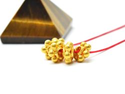 18K Solid Yellow Gold Fancy Flower Shape Plain Finished 8,0X4,0,RAVA 3mm Bead, SGTAN-0073, Sold By 1 Pcs.