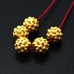 18K Solid Yellow Gold Roundel Shape Textured Finished 10X11mm Bead, SGTAN-0089, Sold By 1 Pcs.