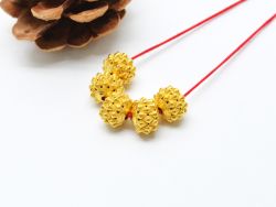 18K Solid Yellow Gold Roundel Shape Textured Finished 10X7,50mm Bead, SGTAN-0090, Sold By 1 Pcs.