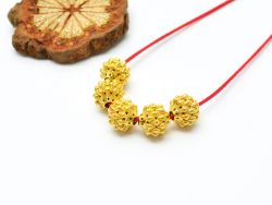 18K Solid Yellow Gold Roundel Shape Textured Finished 7X6,50mm Bead, SGTAN-0097, Sold By 1 Pcs.