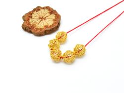 18K Solid Yellow Gold Oval Shape Textured Finished 9X8mm Bead, SGTAN-0099, Sold By 1 Pcs.