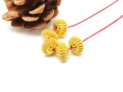 18K Solid Yellow Gold Roundel Shape Textured Finished 12X8mm Bead, SGTAN-0104, Sold By 1 Pcs.