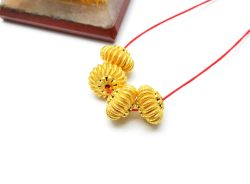 18K Solid Yellow Gold Roundel Shape Textured Finished 14X10mm Bead, SGTAN-0105, Sold By 1 Pcs.