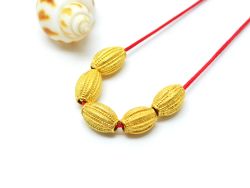 18K Solid Yellow Gold Oval Shape Textured Finished 7,5X5mm Bead, SGTAN-0107, Sold By 1 Pcs.