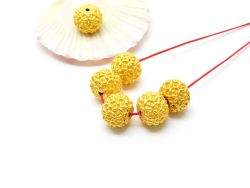 18K Solid Yellow Gold Roundel Shape Textured Finished 10X12mm Bead, SGTAN-0116, Sold By 1 Pcs.
