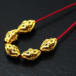 18K Solid Yellow Gold Fancy Drum Shape Textured Finished 12X8,50mm Bead, SGTAN-0121, Sold By 1 Pcs.
