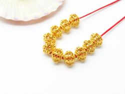 18K Solid Yellow Gold Roundel Shape  Plain Wire Finishing 7X6 mm Bead, SGTAN-0153, Sold By 1 Pcs.