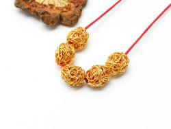 18K Solid Yellow Gold Oval Net Shape Wire Plain Finishing 9X7mm Bead, SGTAN-0200, Sold By 1 Pcs.
