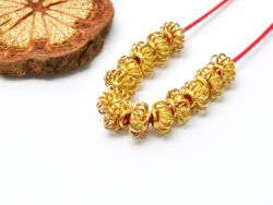 18K Solid Yellow Gold Fancy Flower Shape Plain Finishing 6X4mm Bead, SGTAN-0203, Sold By 1 Pcs.