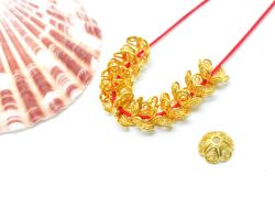 18K Solid Yellow Gold Flower Cap Shape Plain Finishing 8X4mm Bead, SGTAN-0222, Sold By 1 Pcs.