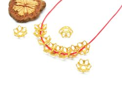 18K Solid Yellow Gold Flower Cap Shape Plain Finishing 11X4mm Bead, SGTAN-0223, Sold By 1 Pcs.