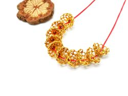 18K Solid Yellow Gold Flower Cap Shape Plain Finishing 12X7mm Bead, SGTAN-0234, Sold By 1 Pcs.