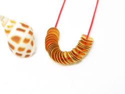 18K Solid Yellow Gold Caps Plain Shape Plain Finishing 6X1mm Bead, SGTAN-0254, Sold By 4 Pcs.