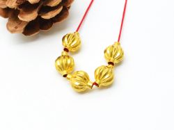 18K Solid Yellow Gold Fancy  Melon Shape Plain Finishing, 13X10mm Bead, SGTAN-0259, Sold By 1 Pcs.