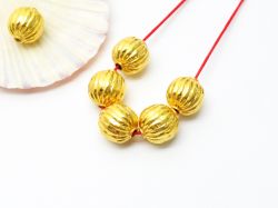 18K Solid Yellow Gold Roundel Shape Plain Lining Finishing 11X10,5mm Bead, SGTAN-0268, Sold By 1 Pcs.