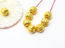 18K Solid Yellow Gold Roundel Shape Plain Lining Finishing 10,5X10mm Bead, SGTAN-0269, Sold By 1 Pcs.