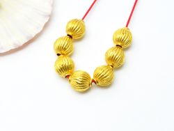 18K Solid Yellow Gold Oval Shape Plain Lining Finishing 9X8mm Bead, SGTAN-0272, Sold By 1 Pcs.