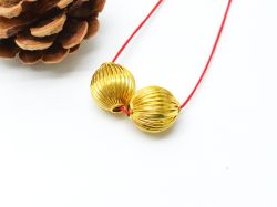 18K Solid Yellow Gold Oval Shape Plain Lining Finishing 15,5X14mm Bead, SGTAN-0273, Sold By 1 Pcs.