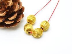18K Solid Yellow Gold Oval Shape Plain Lining Finishing 13,5X11mm Bead, SGTAN-0275, Sold By 1 Pcs.
