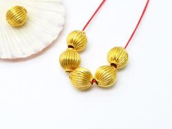 18K Solid Yellow Gold Oval Shape Plain Lining Finishing 10,5X10mm Bead, SGTAN-0279, Sold By 1 Pcs.