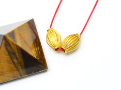 18K Solid Yellow Gold Drum Shape Plain Lining Finishing 12,5X8mm Bead, SGTAN-0289, Sold By 1 Pcs.