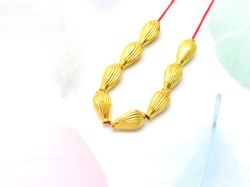 18K Solid Yellow Gold Drum Shape Plain Lining Finishing 13X7mm Bead, SGTAN-0292, Sold By 1 Pcs.
