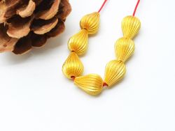 18K Solid Yellow Gold Drop Shape Plain Lining Finishing 12X9mm Bead, SGTAN-0314, Sold By 1 Pcs.