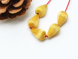 18K Solid Yellow Gold Drop Shape Plain Lining Finishing 14X9mm Bead, SGTAN-0316, Sold By 1 Pcs.