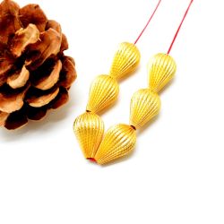 18K Solid Yellow Gold Drop Shape Plain Lining Finishing 16,5X11mm Bead, SGTAN-0317, Sold By 1 Pcs.