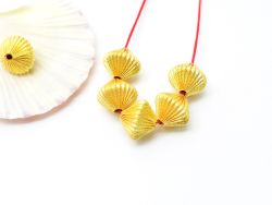 18K Solid Yellow Gold Drum Shape Plain Lining Finishing 12,5X11,5mm Bead, SGTAN-0319, Sold By 1 Pcs.