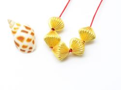 18K Solid Yellow Gold Drum Shape Plain Lining Finishing 11X10,5mm Bead, SGTAN-0320, Sold By 1 Pcs.