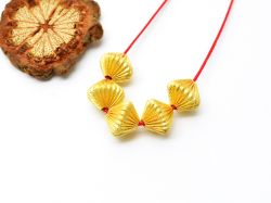 18K Solid Yellow Gold Drum Shape Plain Lining Finishing 10X9mm Bead, SGTAN-0321, Sold By 1 Pcs.