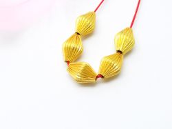 18K Solid Yellow Gold Drum Shape Plain Lining Finishing 13X9mm Bead, SGTAN-0323, Sold By 1 Pcs.