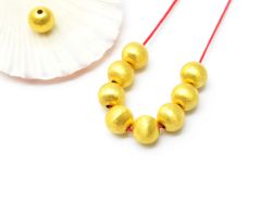 18K Solid Yellow Gold Ball Shape Brushed Finishing 8mm Bead, SGTAN-0388, Sold By 1 Pcs.
